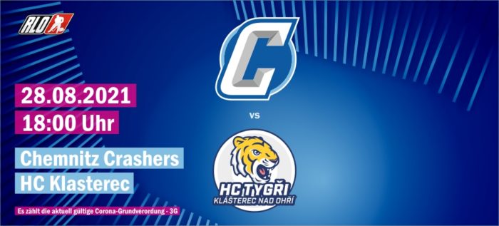 Spielankündigung_Homepage_Chemnitz_Crashers_HC_Klasterec_Regionalliga_Ost_Eishockey_28082021